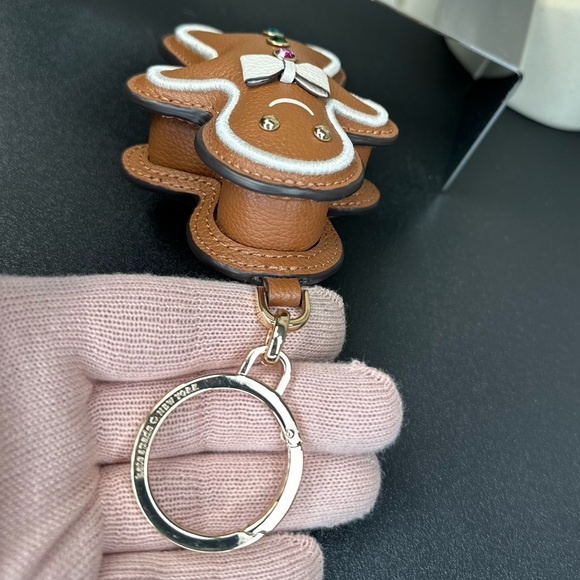 EUC Kate Spade Leather Novelty Gingerbread Key Fob Bag Charm - Picture 11 of 11